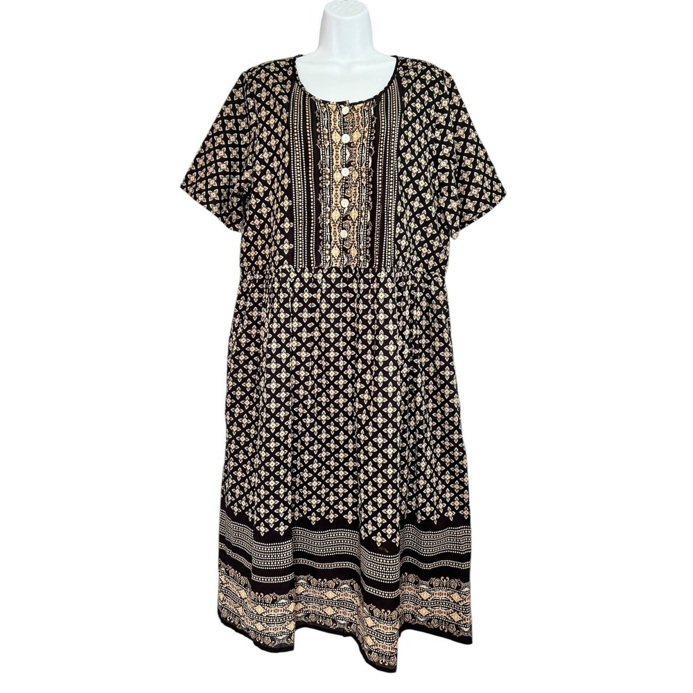 Vtg Take Two Clothing Co Sz XL  Midi Dress  90's Women's‎ Short Sleeve Cotton